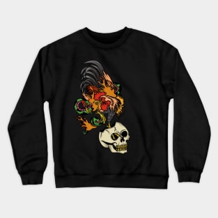 Fire Rooster, Snake and Skull Crewneck Sweatshirt